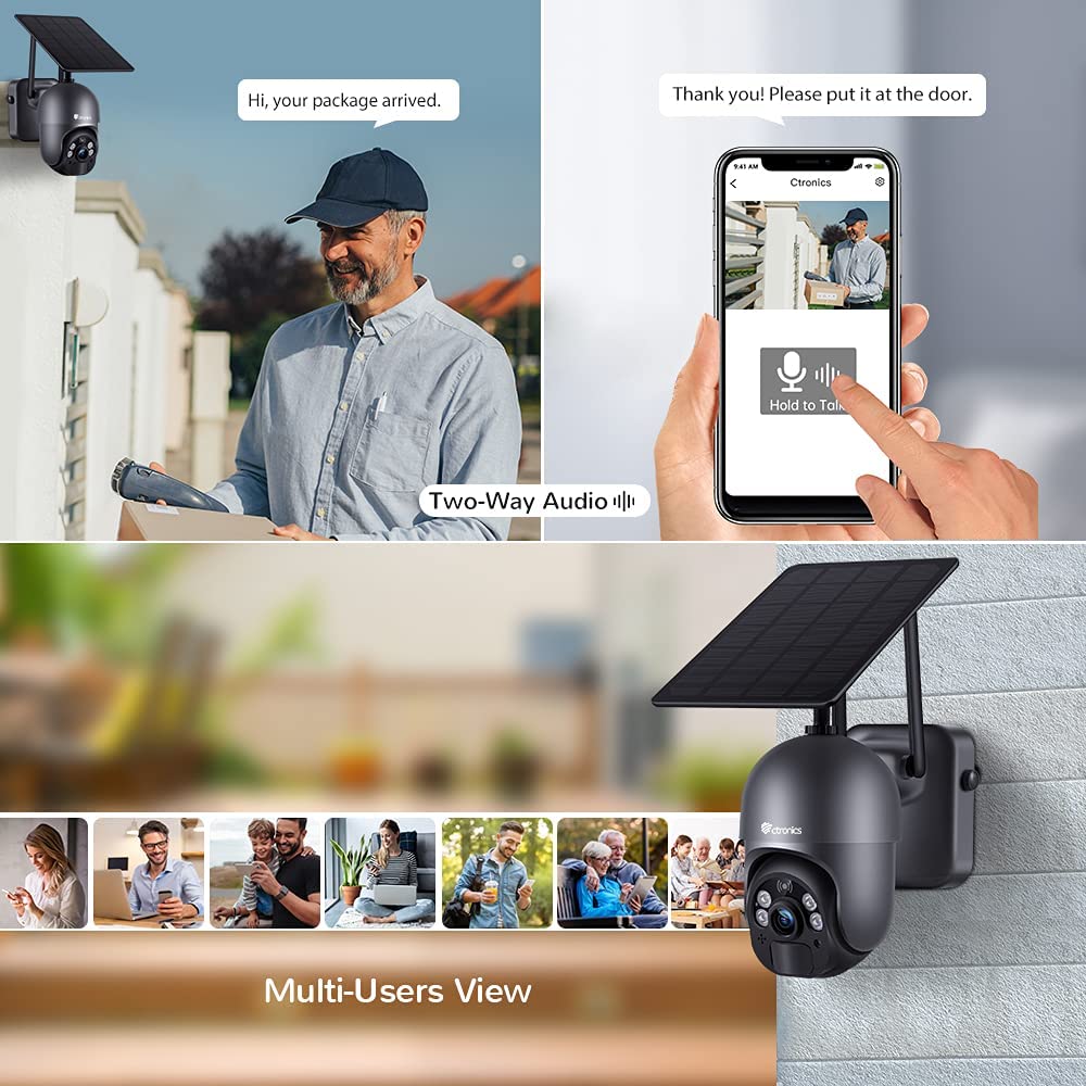 Wireless Solar Security Camera with wifi and 4x digital zoom - Ctronics