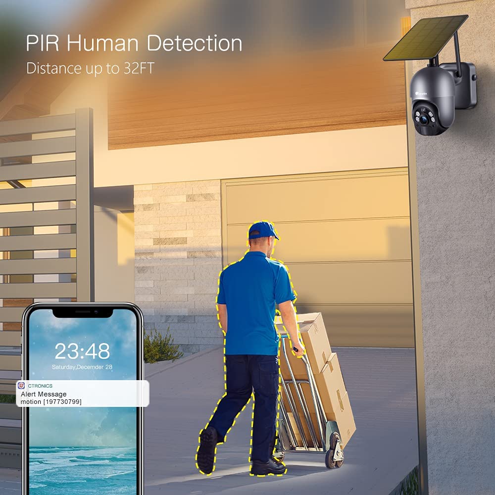 Wireless Solar Security Camera with wifi and 4x digital zoom - Ctronics